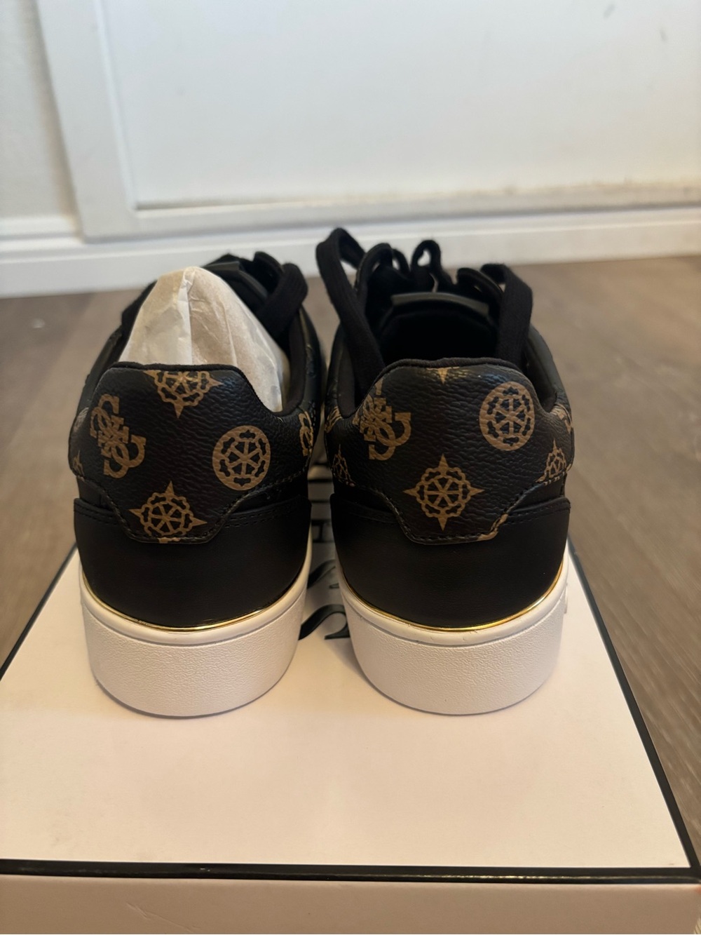 GUESS Black Sneakers with Gold Trim and Logo - Picture 6 of 10